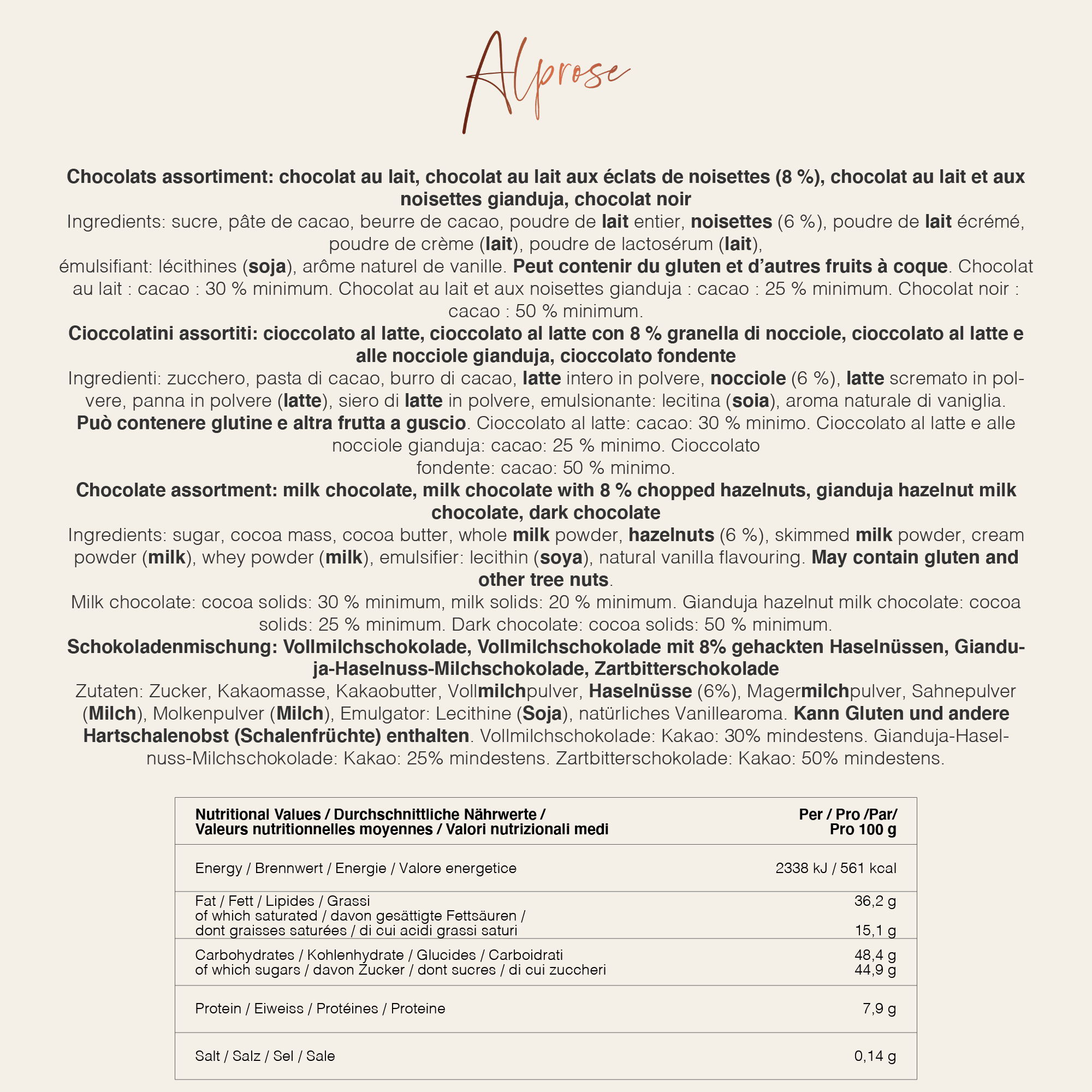 Alprose Napolitains Swiss Mountain Mix napolitánky horský mix