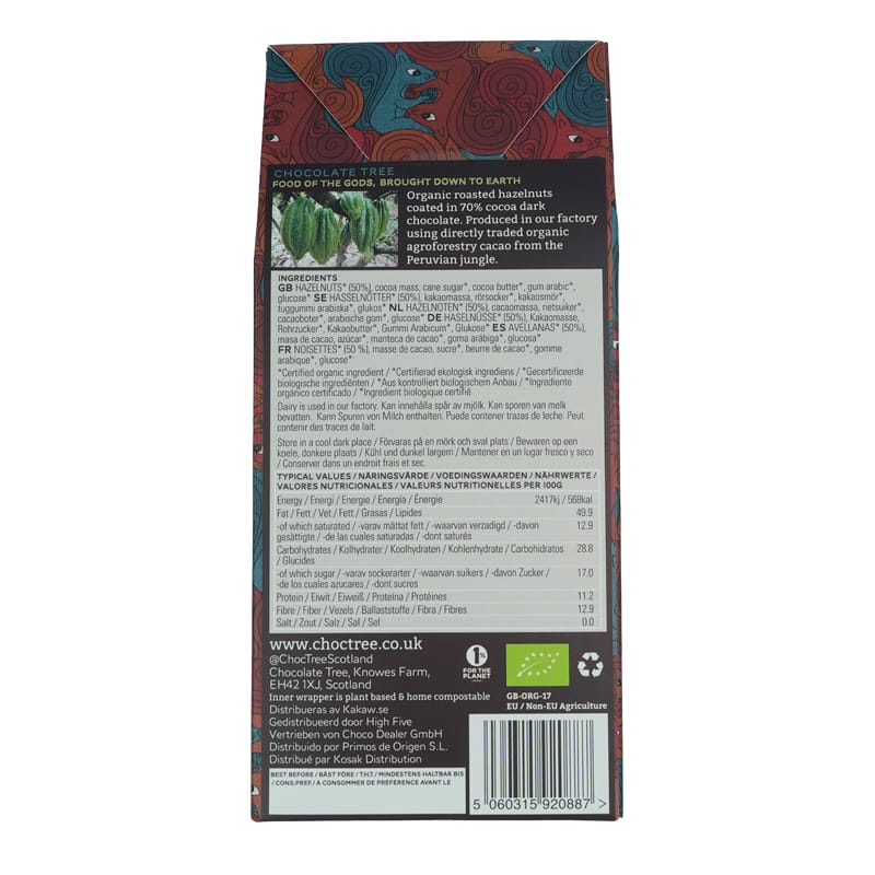 Chocolate Tree Dark Hazelnuts lískové ořechy v čokoládě hořká