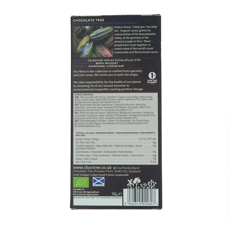 Chocolate Tree Nordic Berries mléčná čokoláda 50% bobulová
