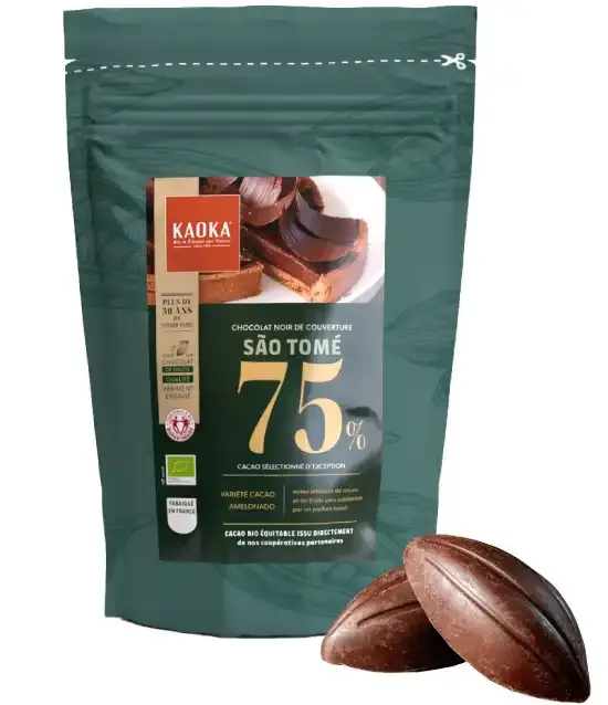 Kaoka São Tomé 75% hořká čokoláda na vaření 1 kg