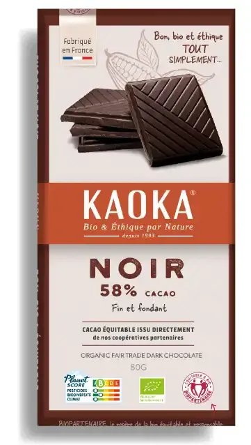 Kaoka hořká čokoláda 58% 80 g jemná a fondánová