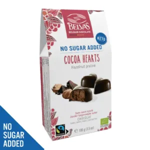 Belvas Cocoa Hearts hořká čokoláda 100 g bez cukru