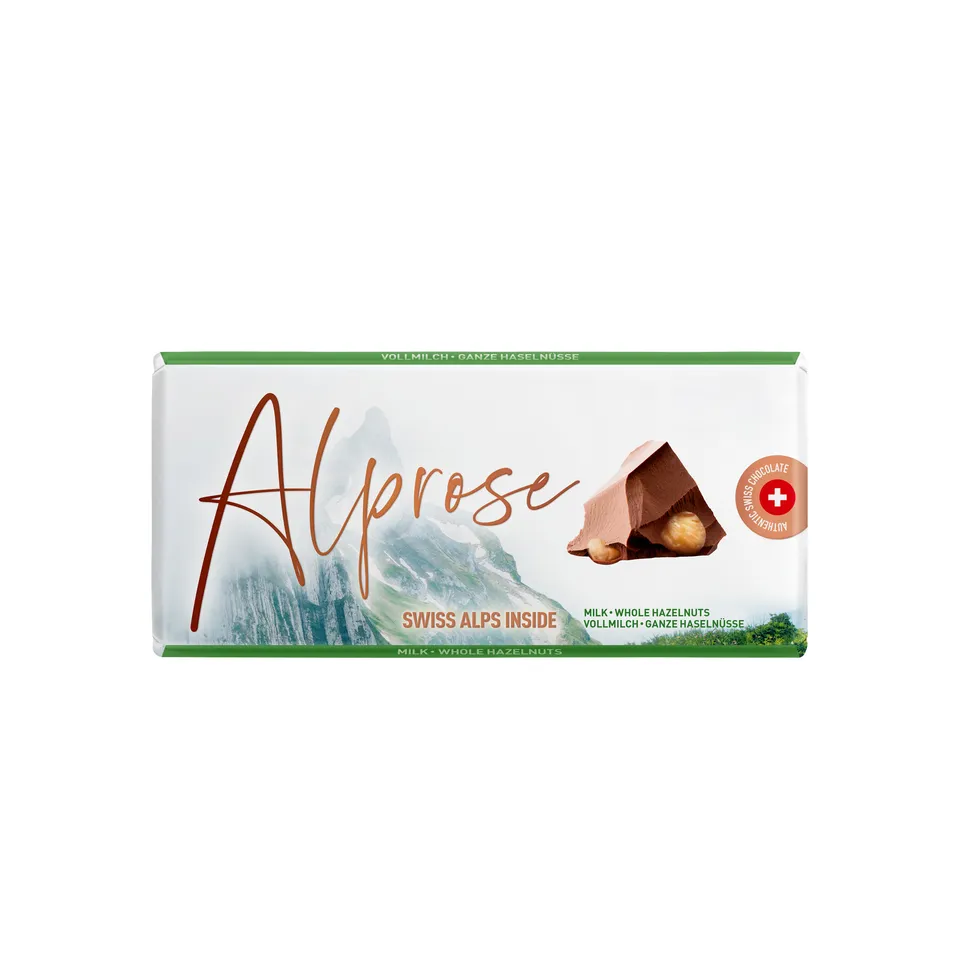 Alprose Milk mléčná čokoláda 100 g celé lískové ořechy