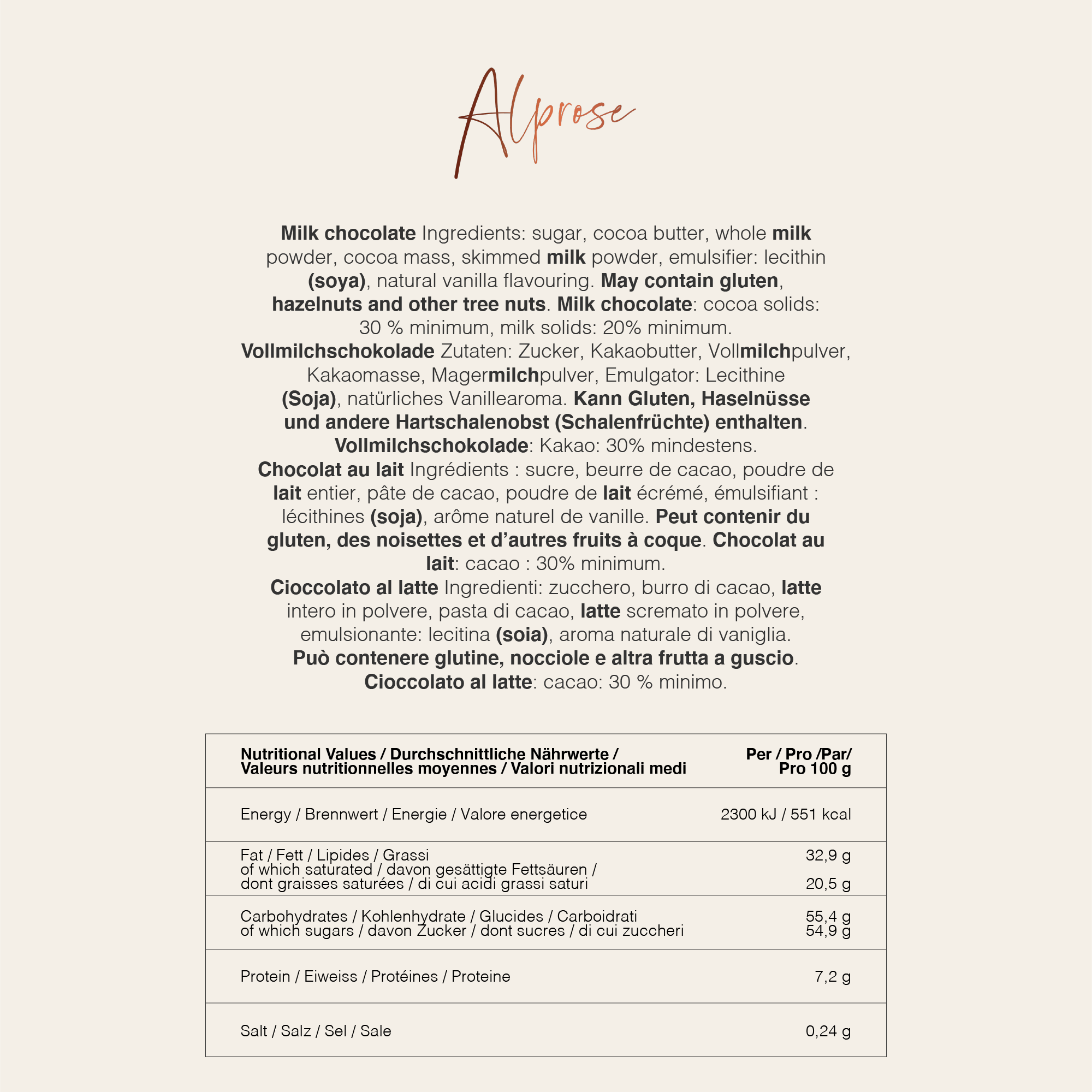 Alprose Tablets Milk čokoláda 100 g mléčná