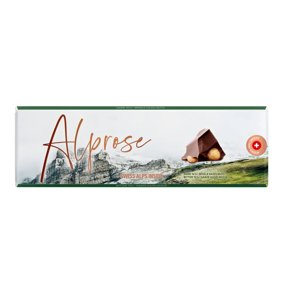 Alprose Dark 74% tabulka hořká čokoláda lískové ořechy 300 g