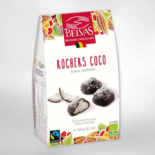 Belvas Kokos Rocher pralinky 72% 100 g
