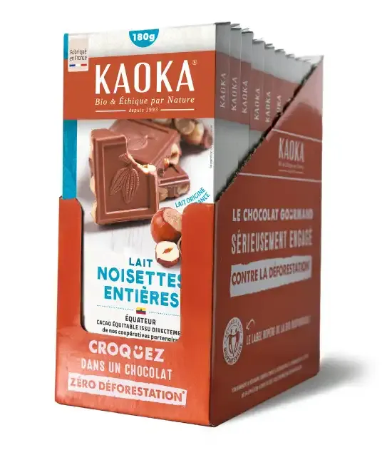 Kaoka mléčná čokoláda 40% celé lísky 10x180 g
