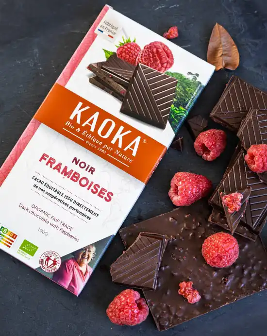 Kaoka hořká čokoláda s malinami 17 ks ovocná