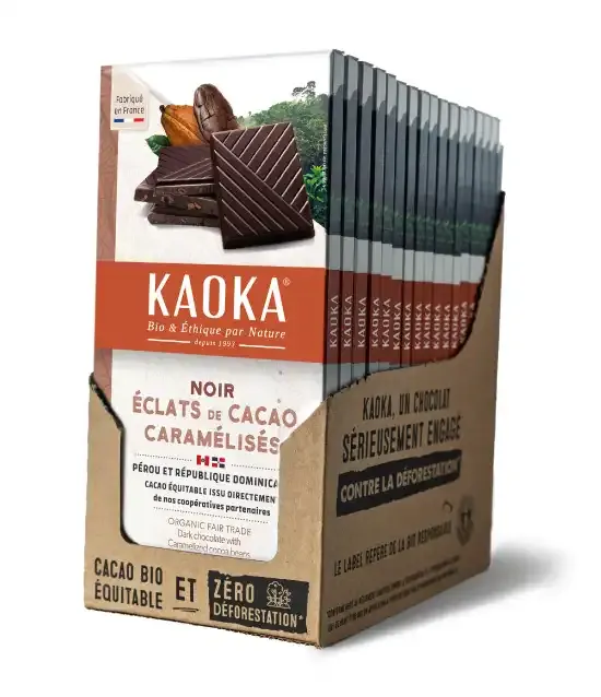 Kaoka 70% hořká čokoláda kakaové boby karton 17 ks