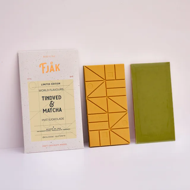 Fjåk Sjokolade Rakytník Matcha bílá čokoláda