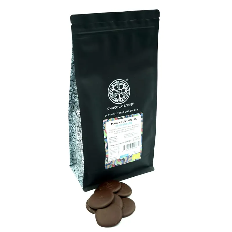 Chocolate Tree Belize Maya 75% couverture knoflíky na vaření