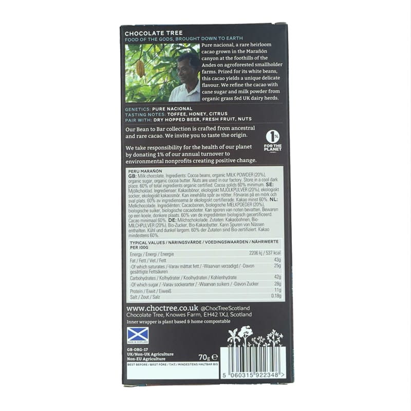 Chocolate Tree Peru Marañón Dark Milk 60% mléčná čokoláda
