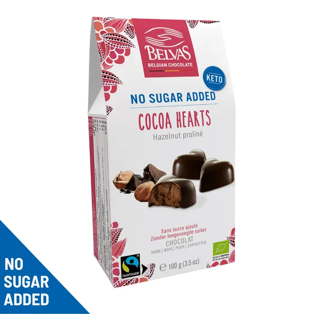 Belvas Kakao-Coeurs čokoláda 100 g bez přidaného cukru