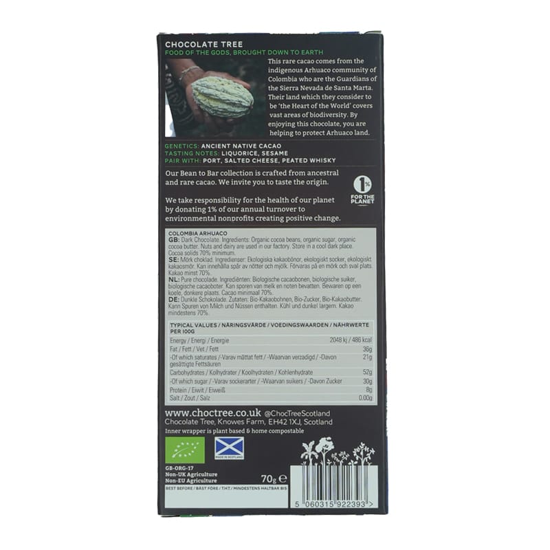 Chocolate Tree Colombia Arhuaco 70% hořká čokoláda