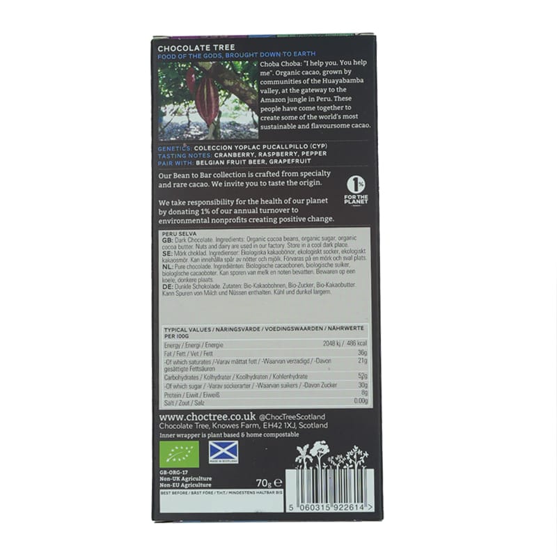 Chocolate Tree Peru Selva 70% hořká čokoláda malina