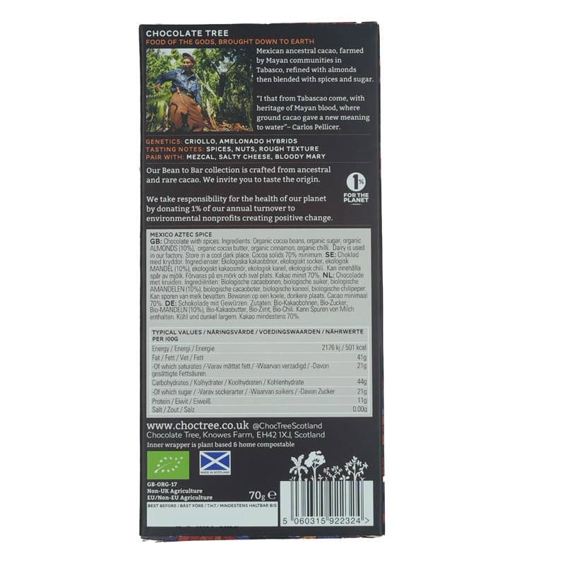 Chocolate Tree Mexico Aztec Spice 70% hořká čokoláda s chilli