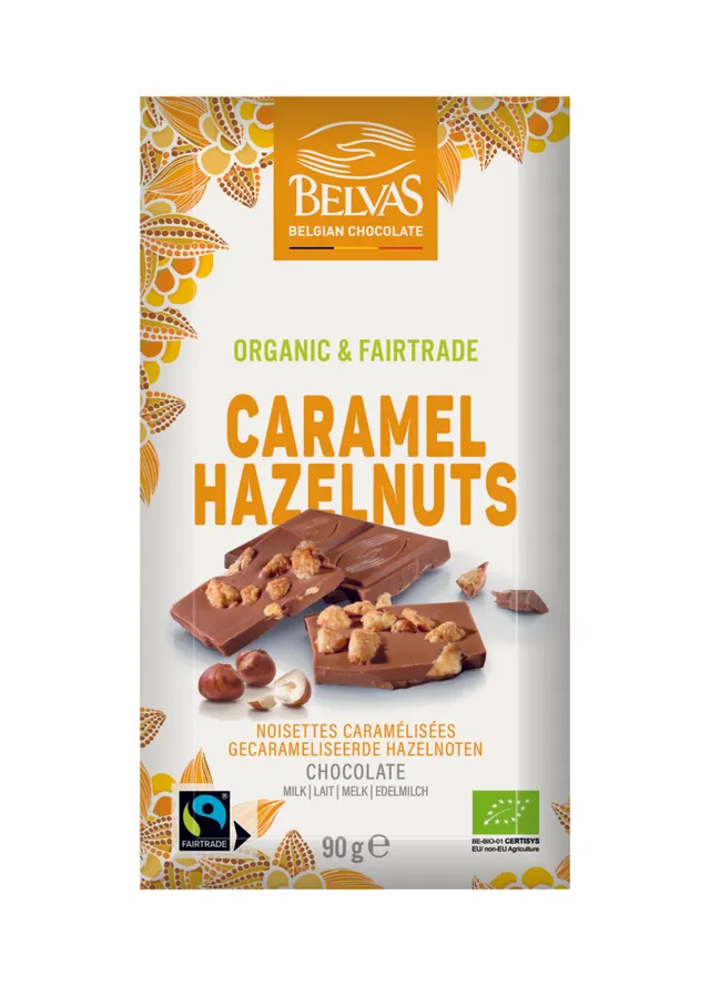 Belvas mléčná čokoláda 90 g karamelizované lískové ořechy